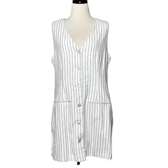 Abercrombie & Fitch SZ L Mara Linen-Blend Vest Mini Dress - Picture 2 of 8